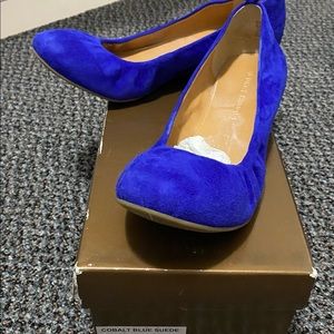 Audrey Brook cobalt blue suede flats.